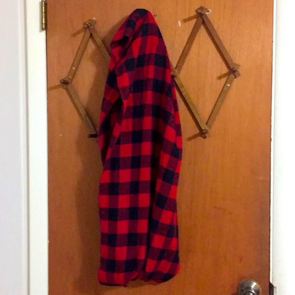 Red and black buffalo plaid infinity scarf
